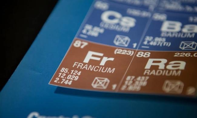 Ảnh mô phỏng phản ứng lý thuyết của nguyên tố Francium với nước