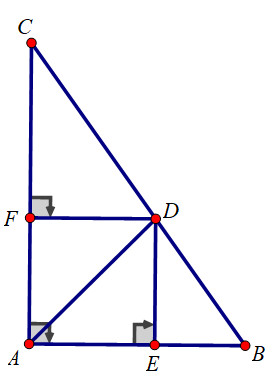 Sơ đồ giải chi tiết tam giác vuông ABC với các đường phụ vẽ thêm