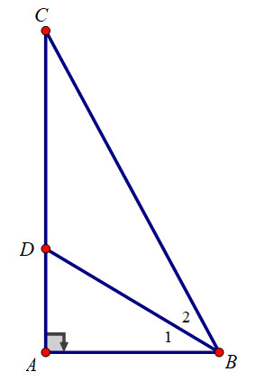 Hình vẽ bổ sung đường phân giác BD để giải bài chứng minh