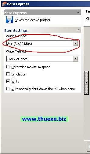 Thiết lập tốc độ ghi đĩa.