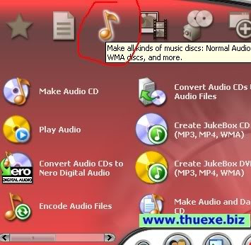 Chọn mục Audio để ghi đĩa nhạc.
