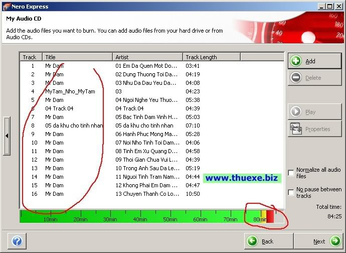 Kiểm tra thanh dung lượng nhạc.