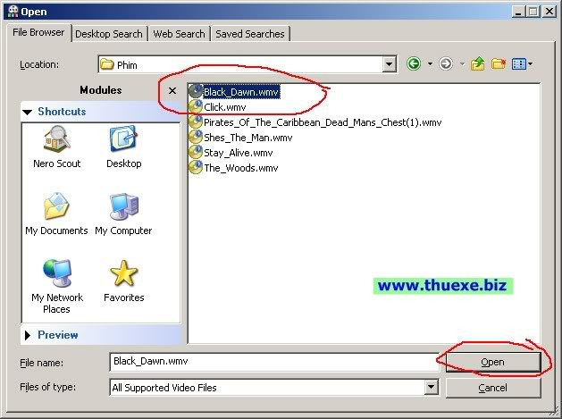 Thêm file video vào đĩa VCD/DVD.