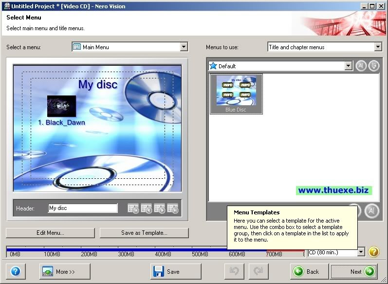 Chọn Template hoặc bỏ qua tạo menu.