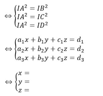 Sơ đồ tóm tắt phương pháp lập phương trình mặt cầu ngoại tiếp tứ diện