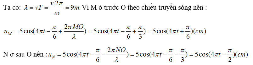 Quá trình tính toán phương trình sóng tại M và N.