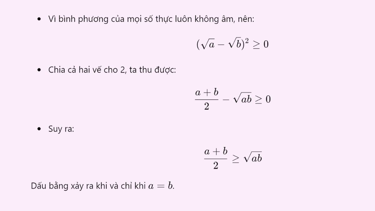 Chứng minh bất đẳng thức Cô si với 2 số thực không âm (Hình minh họa 2)