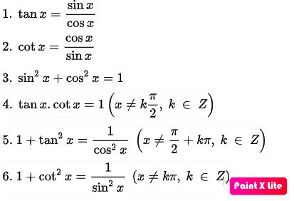 Công thức lượng giác lớp 10 cơ bản