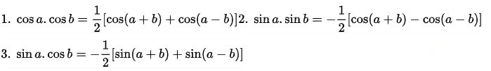 Công thức biến đổi tích thành tổng lượng giác lớp 10