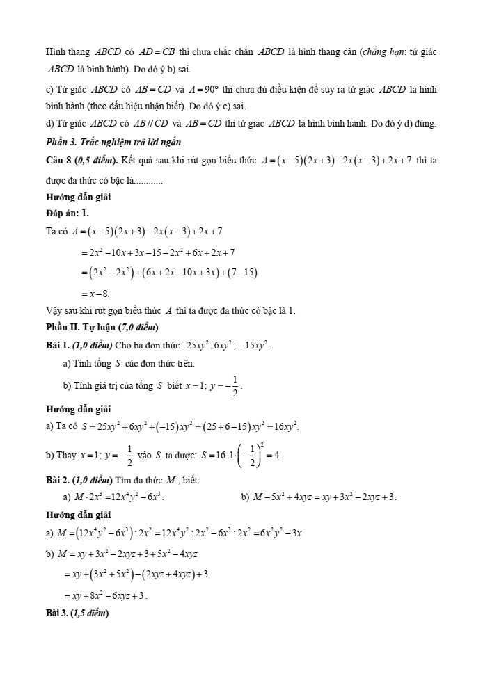 Biểu đồ thể hiện mối quan hệ giữa các đa thức và điều kiện cho trước