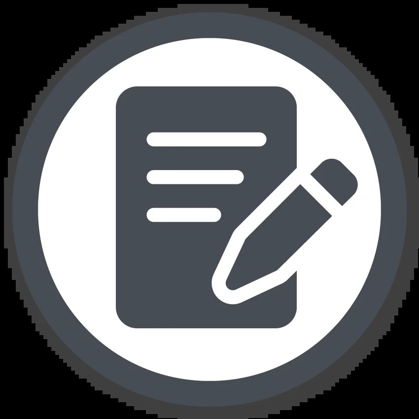 Biểu tượng cây bút chì đang ghi chú trên một tờ giấy, cho biết đang lập kế hoạch.