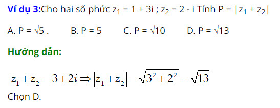 Ví dụ minh họa về số phức và modun
