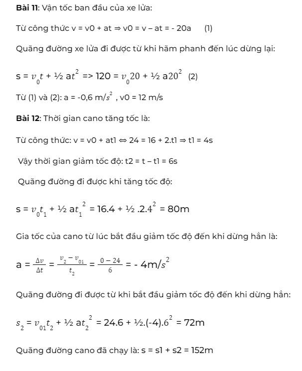 Bài tập chuyển động thẳng biến đổi đều