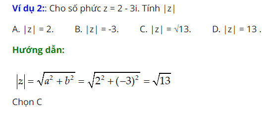 Ví dụ minh họa về số phức và modun