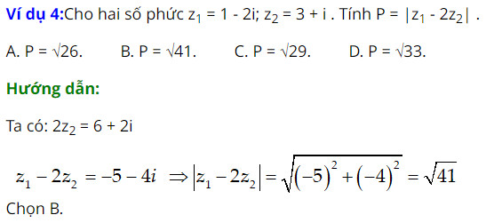 Ví dụ minh họa về số phức và modun