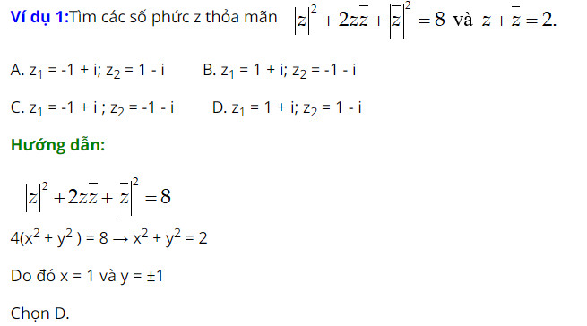 Ví dụ minh họa về số phức và modun