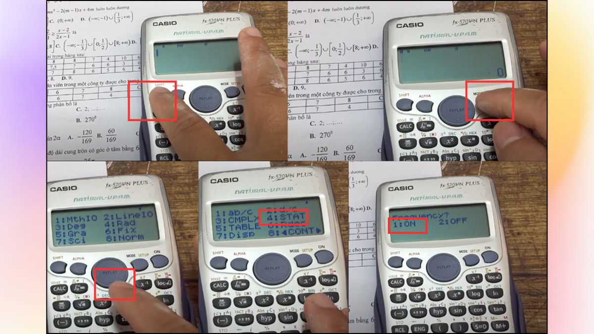 Chọn chế độ STAT và bật Frequency