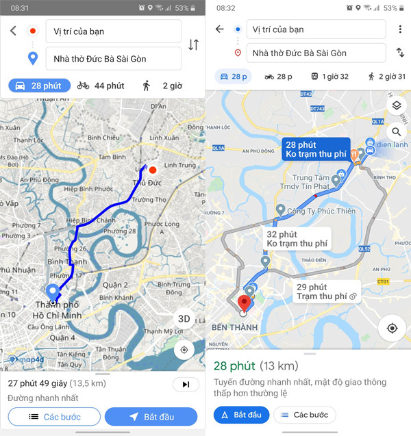 Sử dụng bản đồ để dò đường khi di chuyển