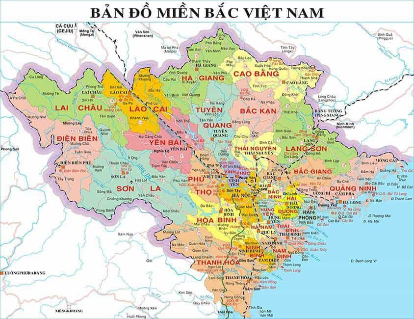 Bản đồ các tỉnh miền Bắc Việt Nam