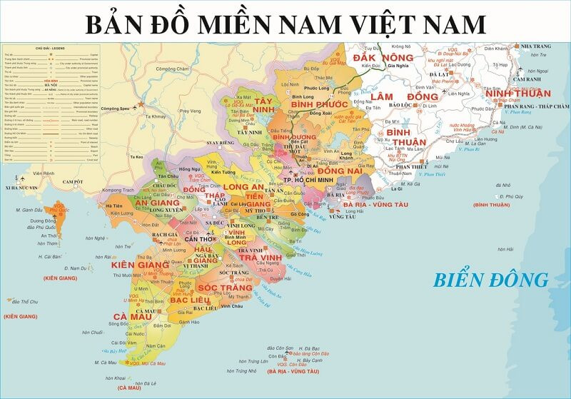 Bản đồ các tỉnh miền Nam Việt Nam