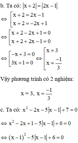 Minh họa giải phương trình bằng cách xét dấu